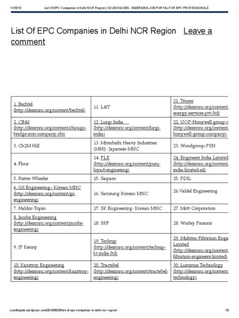 EPC Companies in Delhi NCR List | PDF | Industries | Service Companies