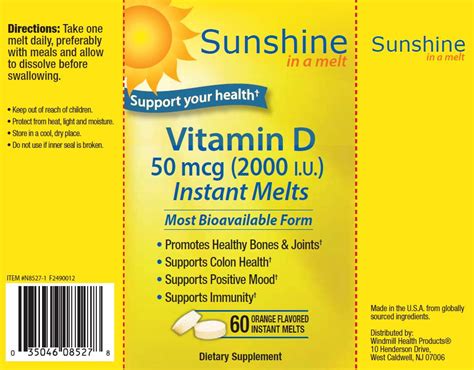 Sunshine D Mcg Iu Melts Windmill Vitamins