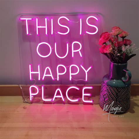 Custom Neon Sign This Is Our Happy Place Neon Sign Light Etsy