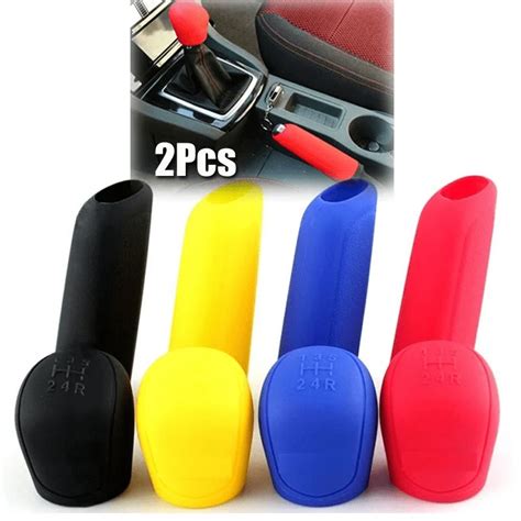 Pc Set Carauto Manual Silicone Shift Gear Head Knob Cover Handbrake