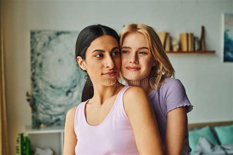 Two Women One With Blonde Hair Stock Photo Image Of Embrace Domestic