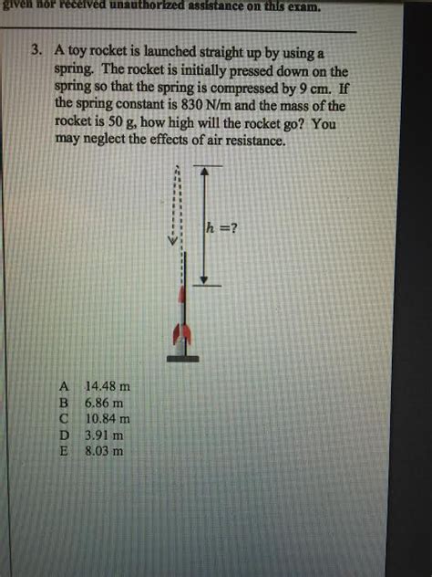 Solved A Toy Rocket Is Launched Straight Up By Using A Chegg