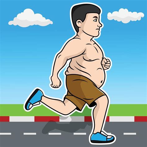 Fat Guy Running Cartoon