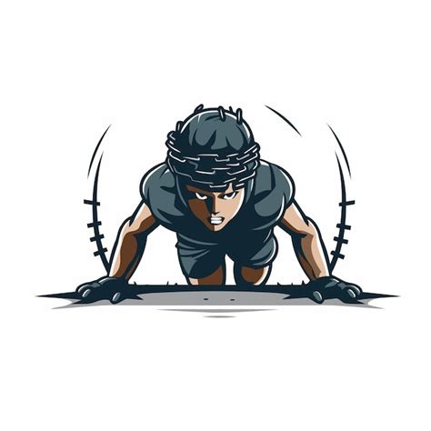 Premium Vector Illustration Of A Rugby Player Kneeling On The Ground