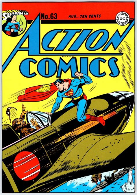 SUPERMAN Action Comics #63 Cover WWII Era 6.75" X 9.5" Book Magazine Page M108 | eBay