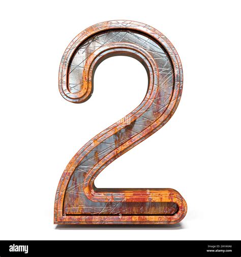 Rusty Metal Font Number Two D Stock Photo Alamy