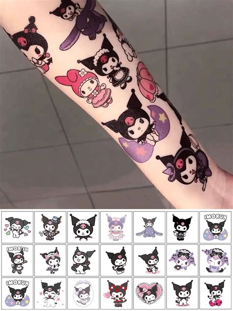 20 Folhas Conjunto Sanrio Kuromi Adesivos De Tatuagem Adesivos De