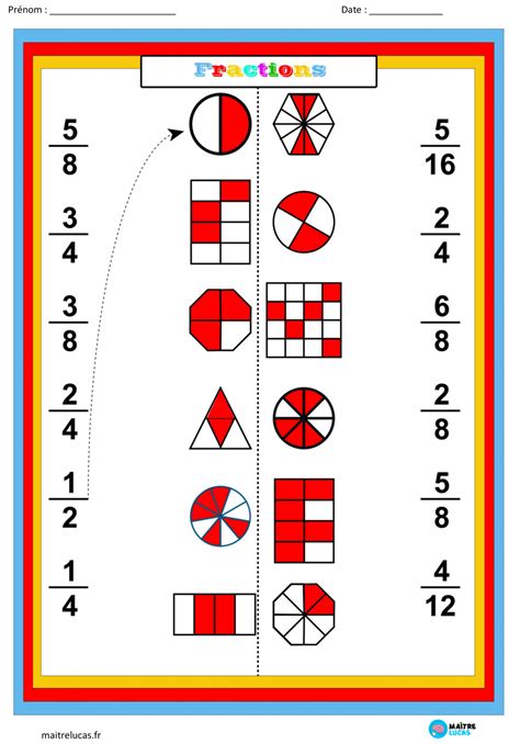 Fiches Exercices sur les fractions 20 exercices CM1 CM2 Maître Lucas