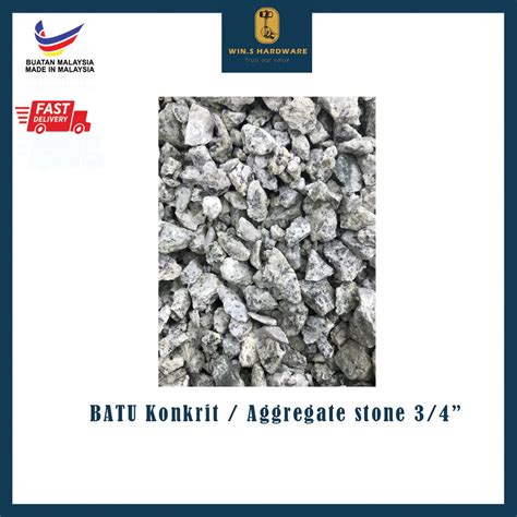 3/4" Batu Konkrit , Concrete Stone , Aggregate stone (1KG) | Shopee