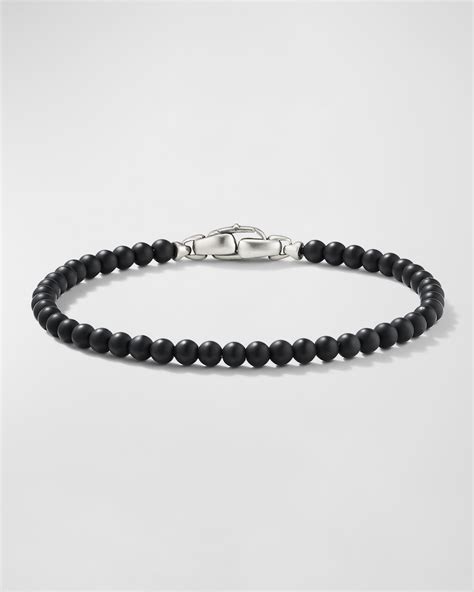 David Yurman Men S Spiritual Beads Bracelet In Silver With Black Onyx 4mm 5 5 L Neiman Marcus