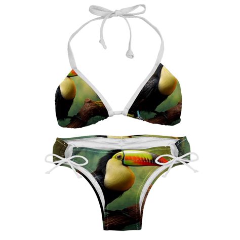 Toucan Swim Wear Detachable Sponge Adjustable Strap Bikini Set Two Pack