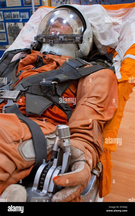 Vostok Space Suit type worn by Yuri Gagarin posed in ejection seat in ...