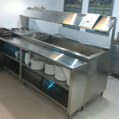 Silver Hot Bain Marie Display Counter For Commercial Kitchen 220 V At