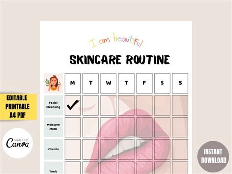 Editable Skincare Routine Printable Skincare Template Etsy