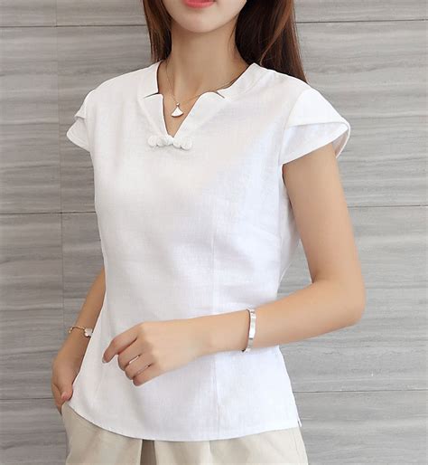 Chinese Traditional Style Womens Summer Taiji Shirt White Internal