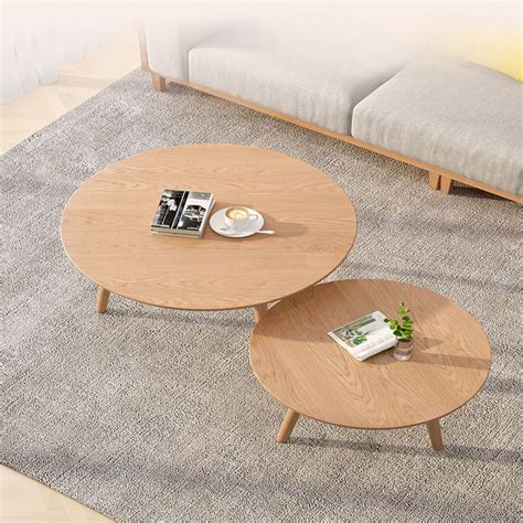 Coffee Table Bulat Bertingkat Kayu Jati Homarindo