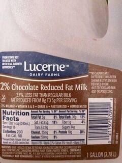 Lucerne Reduced Fat Chocolate 2 Milkfat Milk 1 Gl Nutrition