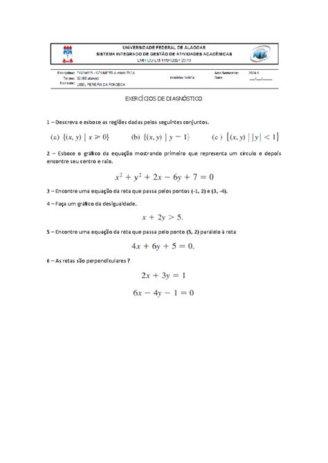 Questoes Sobre Geometria Analitica - Questões sobre geometria analitica - Matemática - EXERCÍCIOS DE ...