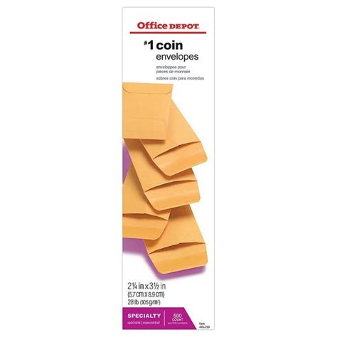 Office Depot® 1 Coin Brown Kraft Envelope 2 1 4 X 3 1 2 Box Of 500 Hd Supply