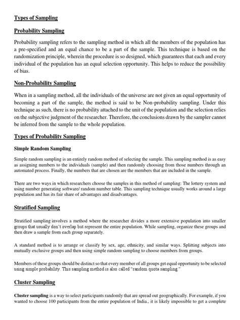 Types of Sampling (Research Methodology) | PDF | Level Of Measurement | Sampling (Statistics)