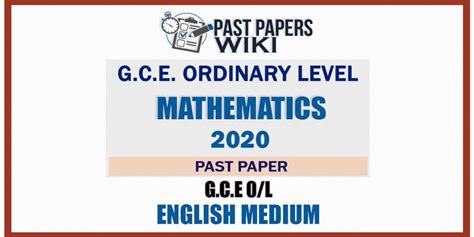 2020 Ol Mathematics Marking Scheme English Medium