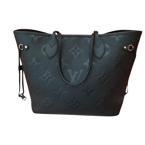 Louis Vuitton Neverfull Mm Footprint Bag Black Leather Ref 809828 Joli Closet