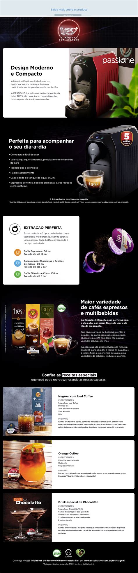 Cafeteira Espresso TRES 3 Corações Passione 15 Bar Preto Magalu