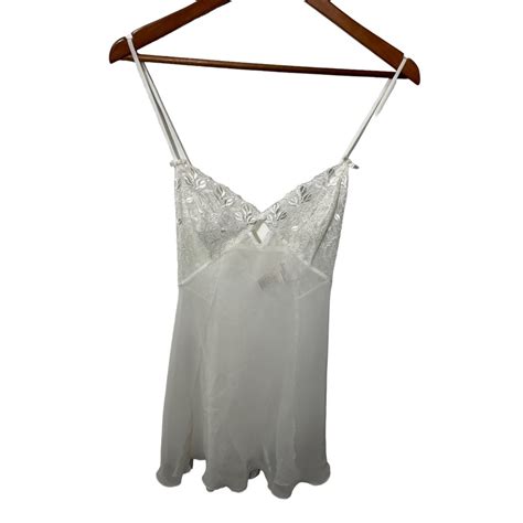 Intimo Amore White Lace Sheer Chemise Lingerie Top Si Gem