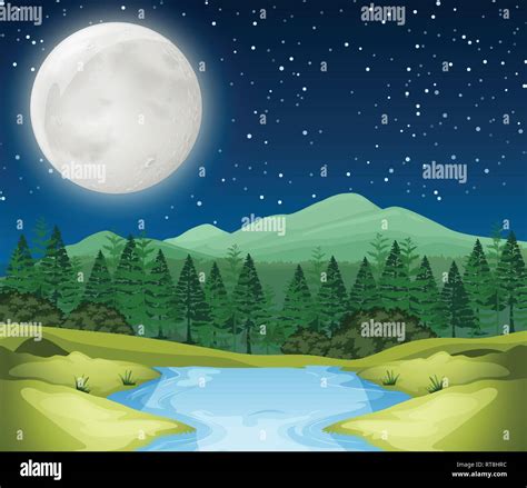river night scene illustration stock vector image art alamy
