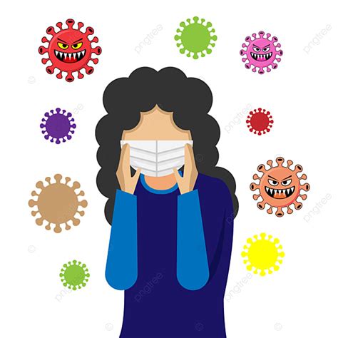 Woman Wear Mask Vector Hd Images Woman Wears Mask To Avoid Virus