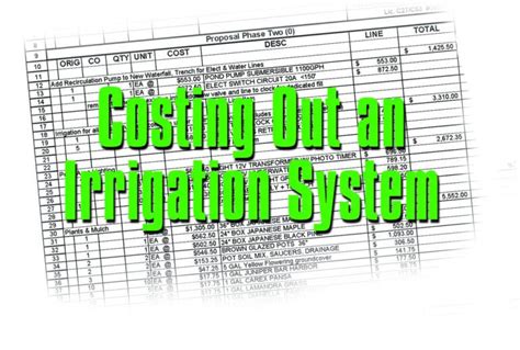 Free Costing Out An Irrigation System Irrigation And Green Irrigation