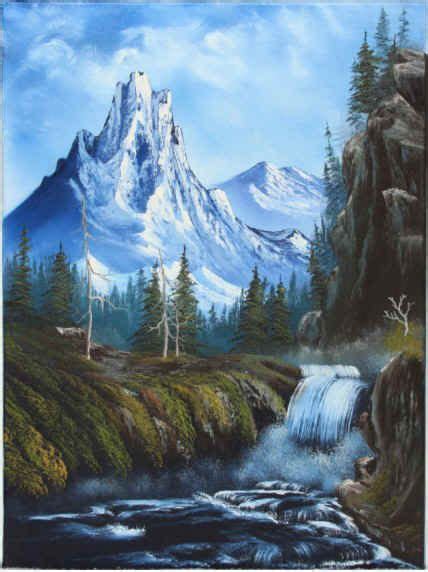 Woodland Waterfall Bob Ross Inspired Original Landscape Oil Painting On