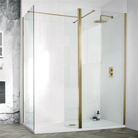 Aquadart Wetroom 8 Flipper Panel 300mm Brushed Brass Matt Black From Plumb Warehouse