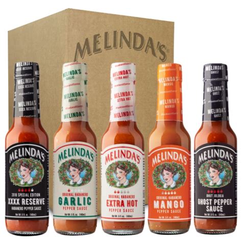 Melinda S Habanero Hot Sauce Variety Pack 5 Pack Gourmet Gift Set With XXXXtra Reserve Garlic