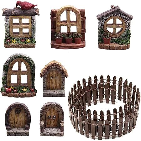 Amazon Yulejo Pcs Fairy Door Wooden Garden Doors Craft Mini