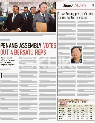 PENANG ASSEMBLY VOTES OUT 4 BERSATU REPS KLiK