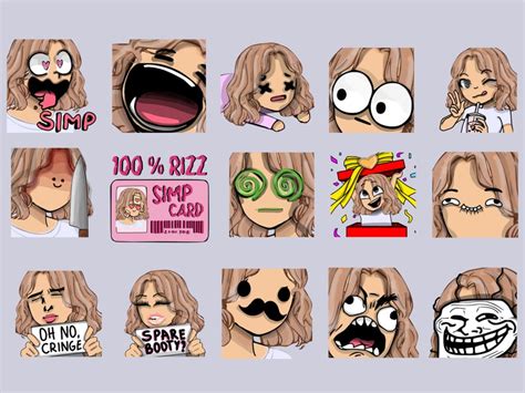 Super Emote Bundle Cute Chibi Blonde Girl Emote Bundle Etsy