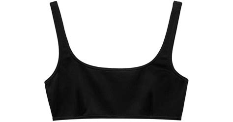 Prada Interlock Weave Scoop Neck Bikini Top In Black Lyst