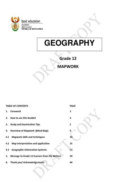 Grade 12 Geography Mapwork Booklet Pdf Stream Geographic Information System