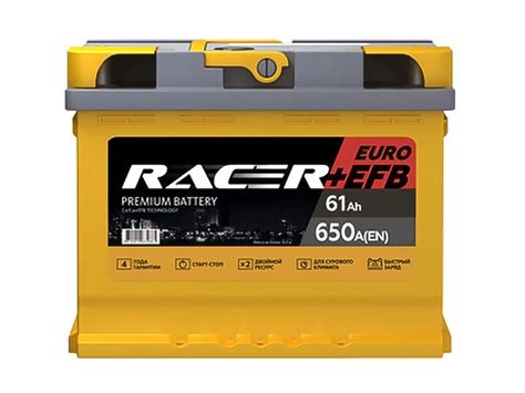 Автомобильный Аккумулятор RACER EFB (АКОМ) 61R обр. пол. 660A ...