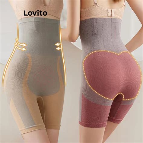 Lovito Shapewear Casual Liso Colorblock Para Mulheres Lna Damasco