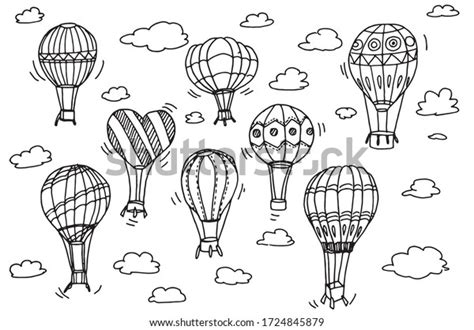 Doodle Set Hot Air Balloons Drawn Stock Vector Royalty Free 1724845879 Shutterstock