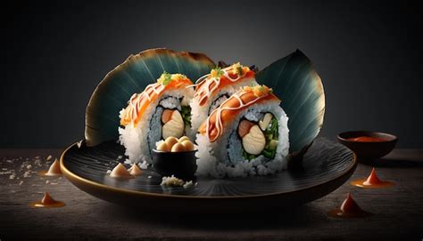 Plato De Sushi Con Variedad De Texturas Y Sabores Foto Premium