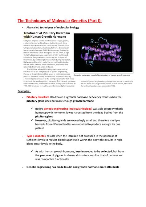 Life Science 1 - The Techniques of Molecular Genetics 1 - The Techniques of Molecular Genetics ...