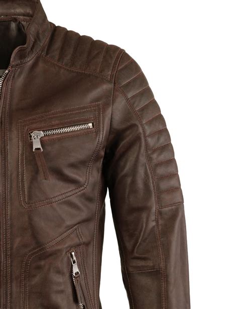 Leren Jas Heren Biker Tr B Bruin Versano Leren Biker Jas Heren