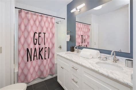 Pink Get Naked Shower Curtain Argyle Print Bath Sets Etsy