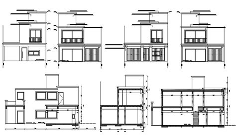 2 Storey House With Section And Elevation In Dwg File Cadbul