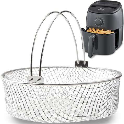 Eummy 21cm Air Fryer Mesh Basket 304 Stainless Steel Steamer Basket For