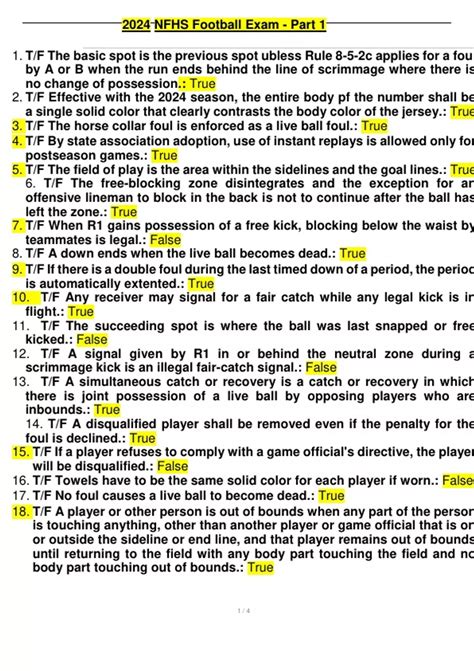 2024 Nfhs Football Part Ii Test Exam With Correct Answers 2024 NFHS