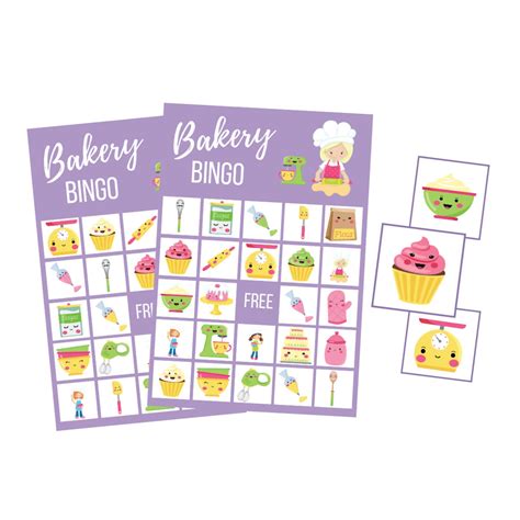 Printable Bakery Bingo Game Instant Download Sweet Treat Baking